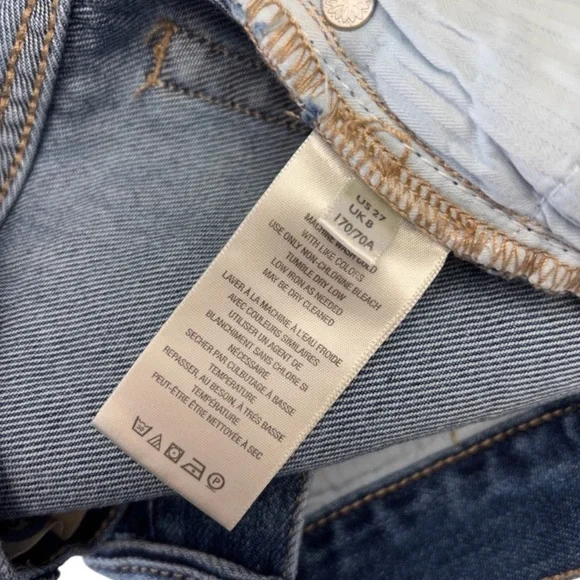 Free People Denim Cutoff Shorts We the Free Destructed Frayed Hem Indigo… - Picture 9 of 14